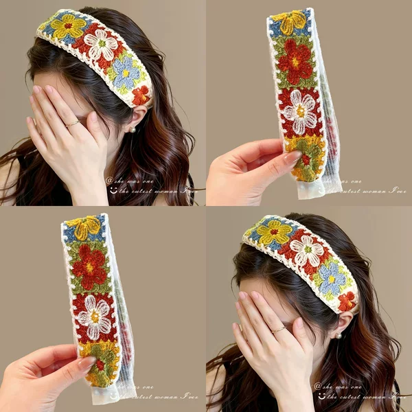 Magic hair tape for fixing stray hairs, bangs, and facial hair; knitted wool headband for washing face, women's hairband