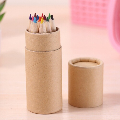 Kraft paper tube colored pencils drawing brushes drawing colored pencils can be printed with LOGO gift stationery wholesale