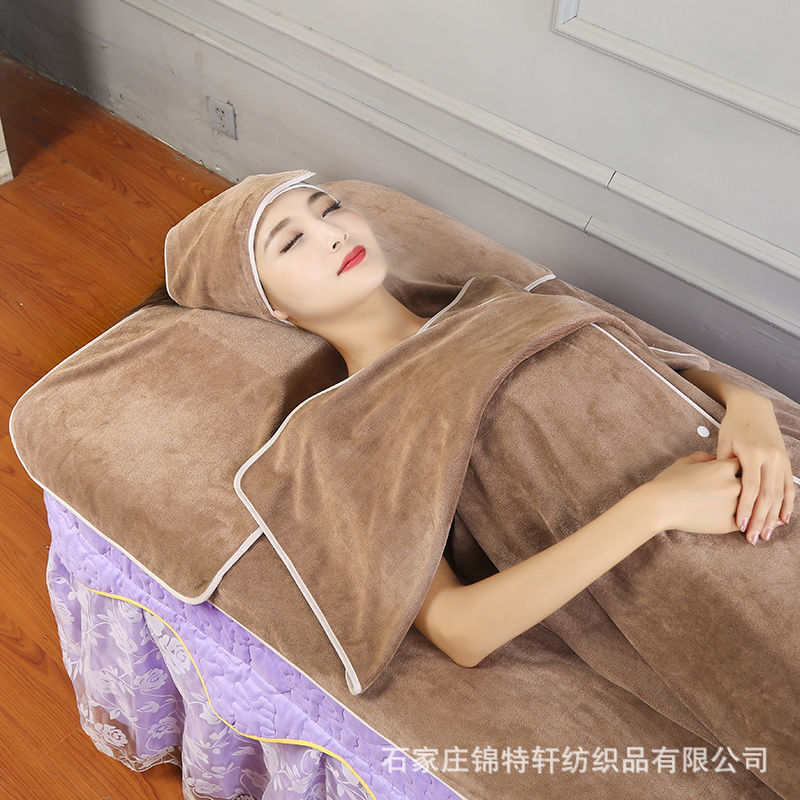 Beauty salon towel bath towel bath skirt soft absorbent beauty pillow towel with hole bed towel microfiber towel set