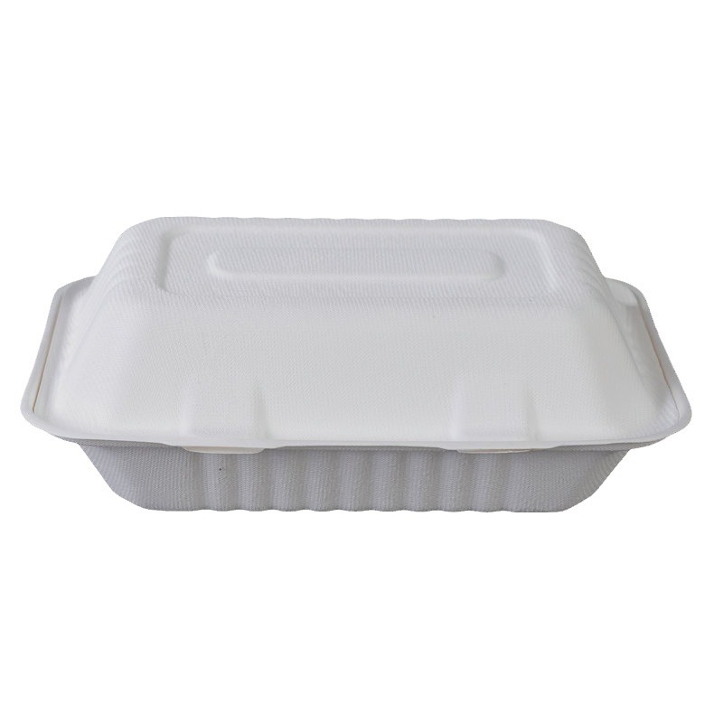 Pulpa de caña de azúcar desechable degradable caja de embalaje de platos de comedor para llevar caja de comedor de bocadillos caja de engrosamiento platos de comedor