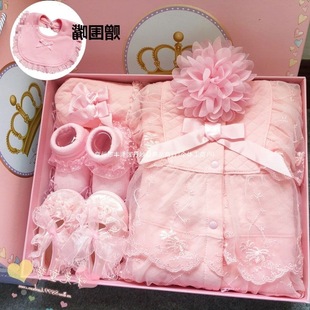 Spring and Autumn Warm Baby Gift Box Set Summer Thin Baby Full Moon Hundred Days Gift Newborn Gift Princess Lace Dress