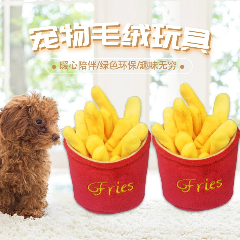 Новая креативная плюшевая игрушка для животных 2025 года: имитация картофеля фри со звуком, игрушка для собак, оптовые поставки зоотоваров