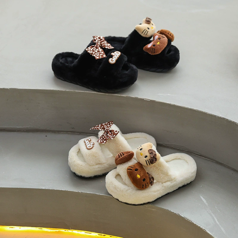 Hello Kitty мультяшные милые демисезонные тапочки с открытыми пальцами ног подходят для подростков
