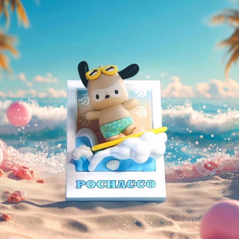 正版新品Sanrio characters夏日黑皮系列冲浪盲盒手办摆件批发礼|undefined