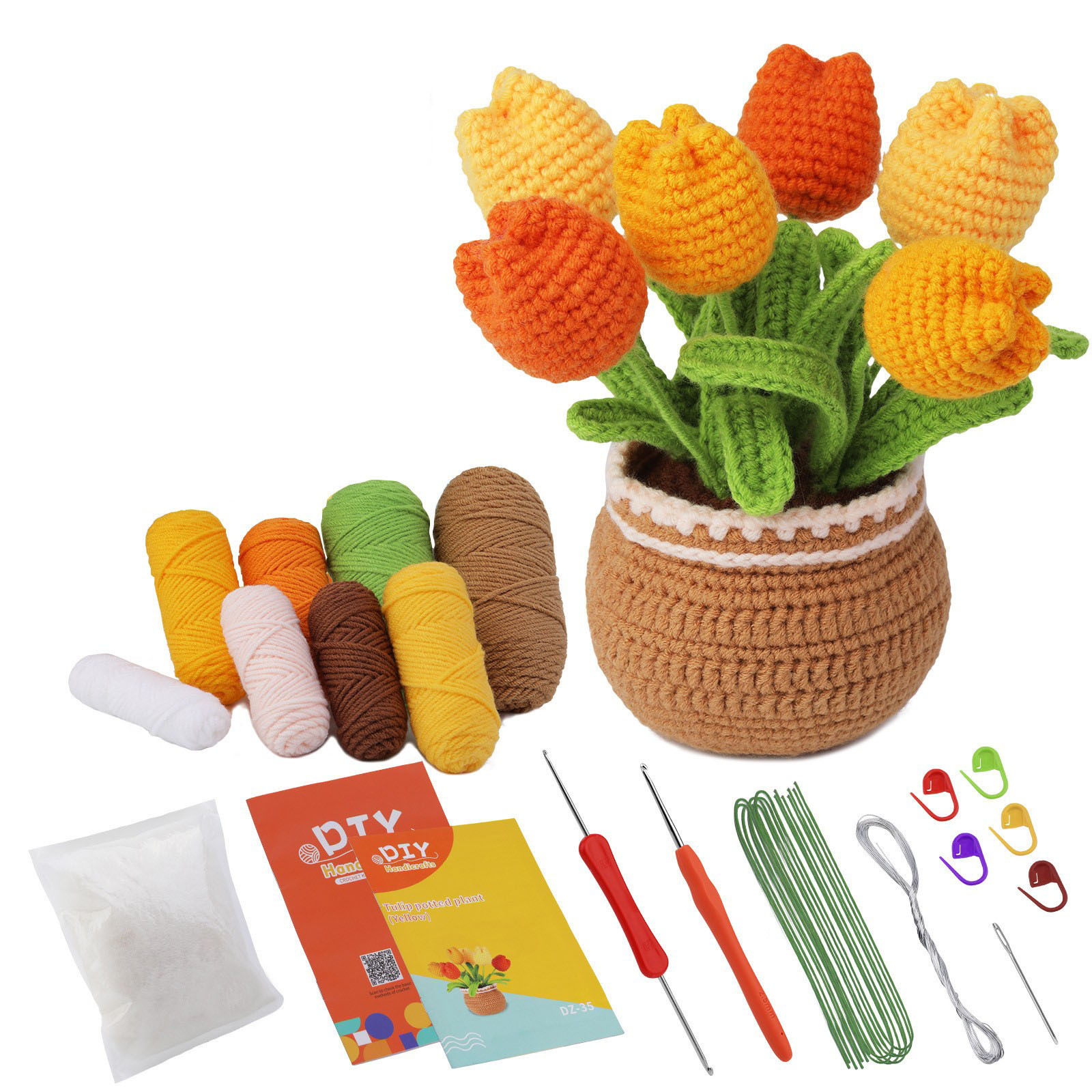 Paquete de material de ganchillo Tulipán olla decoración muñeca bola de lana tejida a mano diy transfronteriza nuevo punto