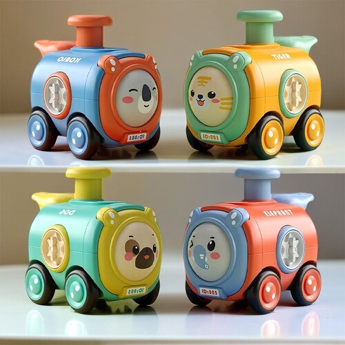 Children's puzzle resistant to falling face changing whistle push and slide train inertia toy car boy gift toy wholesale