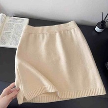 韩系复古松紧腰针织短裙女2025年春季小个子简约百搭包臀半身裙子