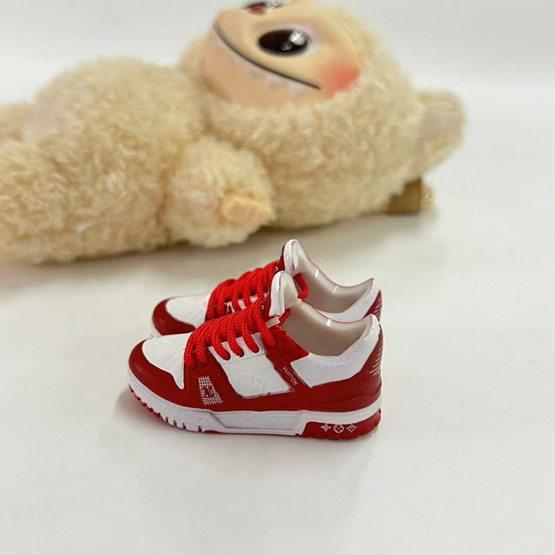 LABUBU Zapatos Rabu Ropa de bebé 17cm felpa vinilo bolso de muñeca colgante para zapatos desnudos caja ciega