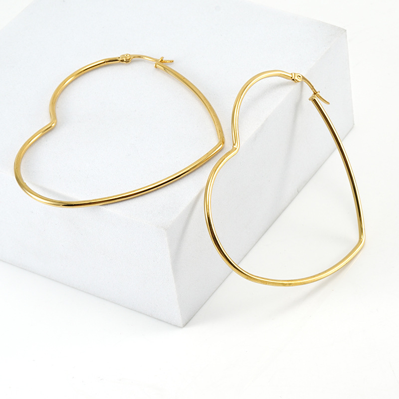 Pendientes de acero de titanio galvanoplastia pulido nueva línea redonda moda elegante estilo TikTok Comercio exterior joyería al por mayor mujeres