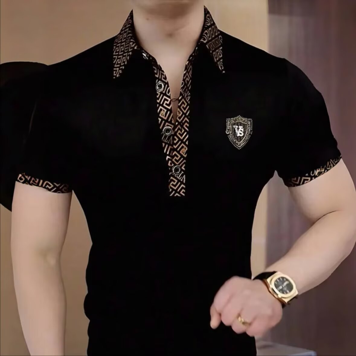 Wholesale Summer European Business Men's Tops Trendy Fashion Short-Sleeve Versatile Slim Fit Polo Shirts for Men