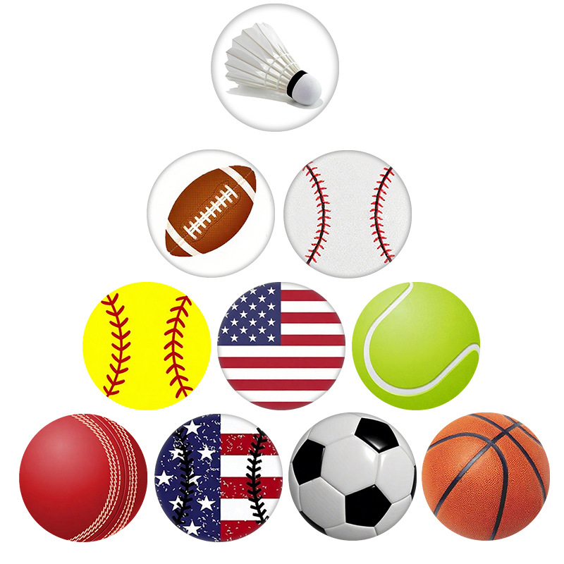 亚马逊跨境运动球类篮球排球羽毛球足球等水晶玻璃贴片软磁冰箱贴
