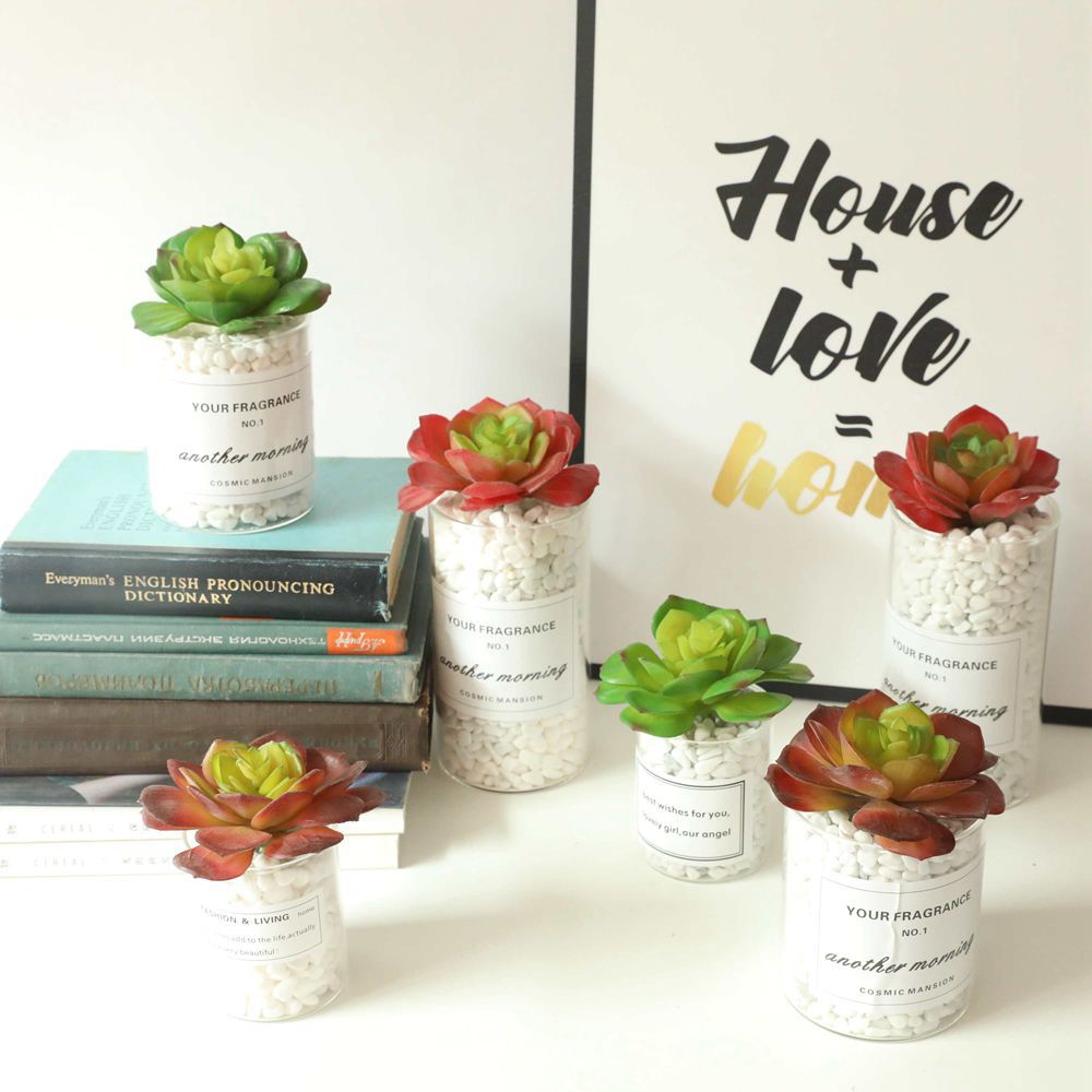 Factory Micro Landscape Round Corner Snow Lotus Indoor Plant Wall Export Artificial Flowers Simulation Succulent Plant MW17676