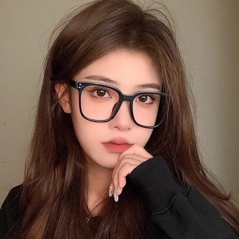 Gm Acetate Square Glasses Black Frame Slimming Bare Face Style_voghion.com