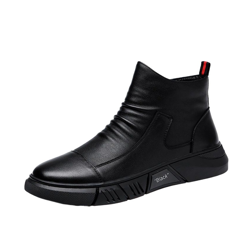 【Cross-Border Trade】Leather Boots, Warm Martin Boots, First-Layer Cowhide, British Style Mid-Cut Short Boots, Winter Non-Slip Men's Shoes