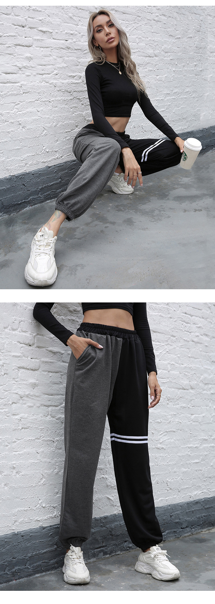 loose color matching casual sports pants   NSJR27494