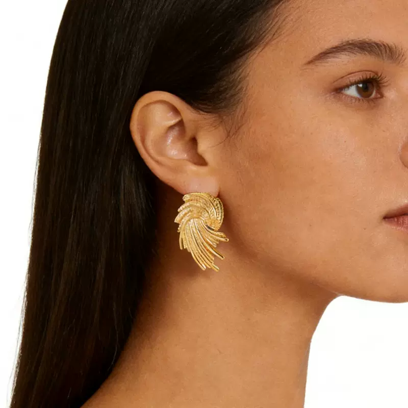 跨境欧美不锈钢几何不规则旋涡设计耳钉夸张个性耳钉耳饰现货批发