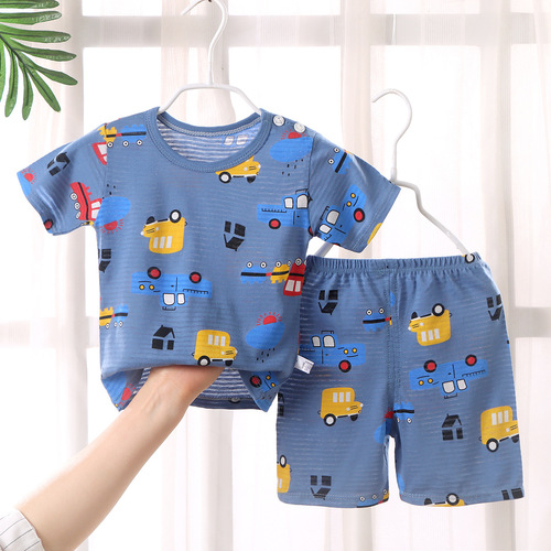 New children's t-shirt set 0-7 years old summer baby short-sleeved shorts home clothes sweat-absorbent breathable pajamas