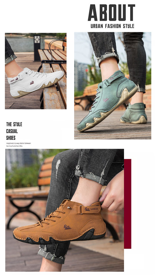 Bốt Martin nam cổ cao dáng bạch tuộc, giày bốt ngắn da lộn gót bằng — C8008 kaki, C8008 màu xám, C8008 màu đen, F8008 màu hồng chi tiết 3