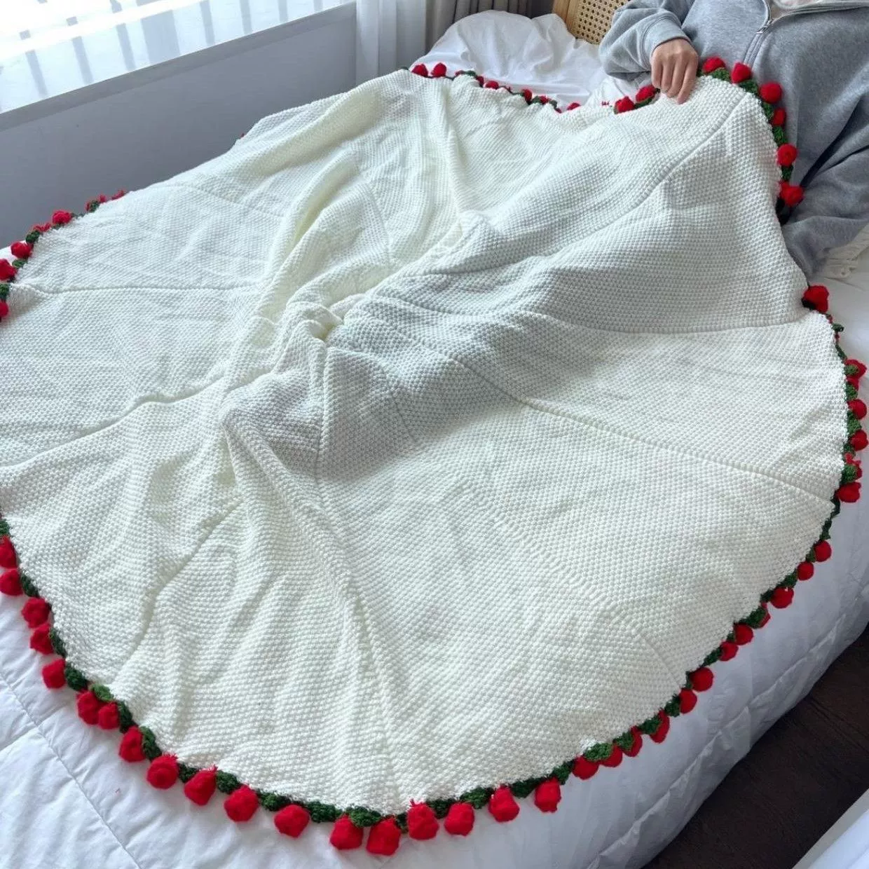 Одеяло, тканый клубок пряжи для сна, ручная работа, розы, букет, подарок на день рождения