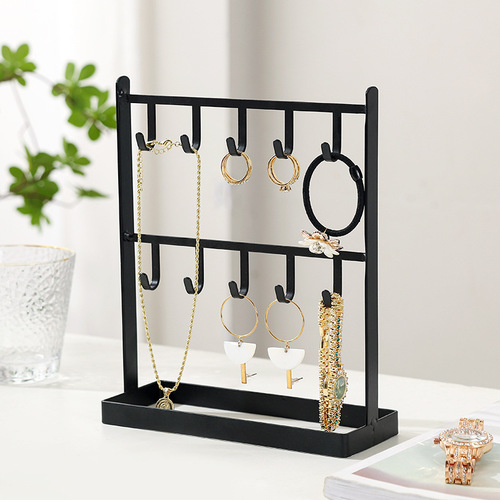 European-style hook jewelry stand desk vanity earring storage rack double-layer necklace organizer accessory jewelry display stand