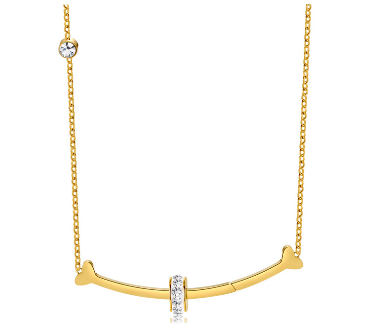 Simple Style Solid Color Titanium Steel Plating Inlay Artificial Gemstones Necklace Colorza_colorza_2