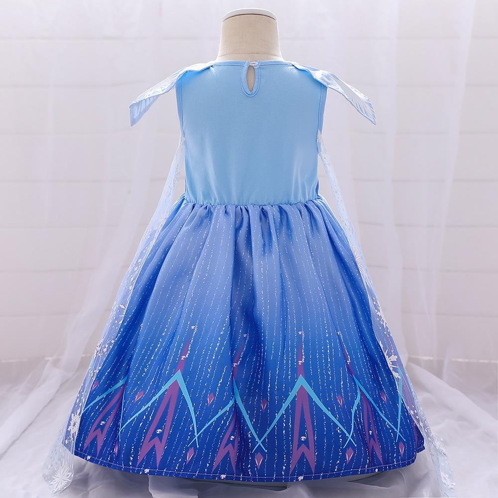 Vestido de Elsa de Frozen 2 para niñas, estilo europeo y americano, vestido de princesa con capa para niñas.