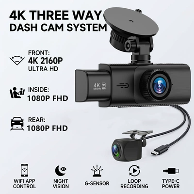 night vision, three-lens WIFI — Driving recorder