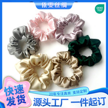 3.5cm复古饰品马尾盘发素绉缎头花发绳 桑蚕丝真丝大肠发圈