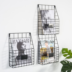 Nordic inspired wrought iron bookshelf wall magazine rack, minimalist living room wall hanging newspaper stand wall-mounted shelf organizer