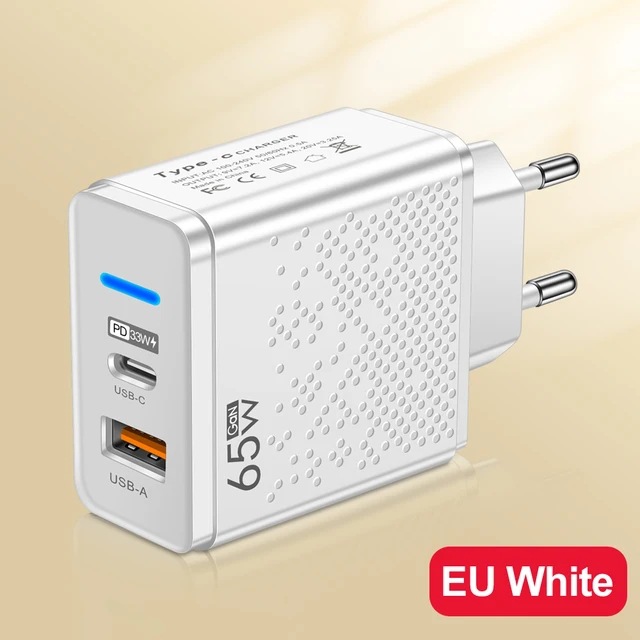 USB + PD cargador de doble puerto con lámpara LED, cabeza de carga rápida, carga de viaje, cabeza de carga de viaje, estándar de EE.UU., estándar de Europa, estándar de Reino Unido
