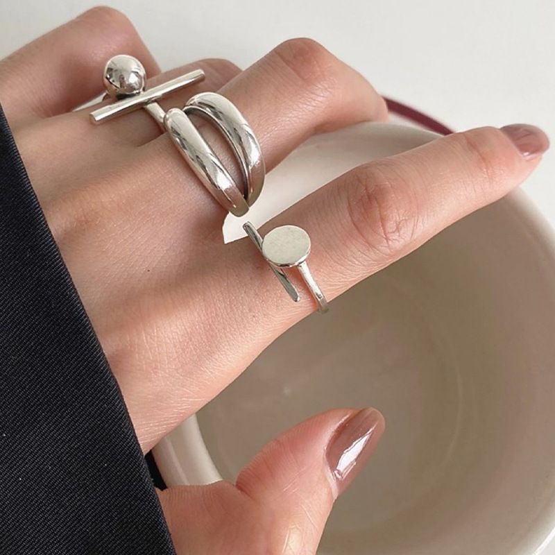 10g Weight Silver Plated Plating Material Rings Classification 1 Piece Quantity Daily Occasion Copper Material Geometric Pattern Women's Gender Simple Style Style Wholesale Simple Style Geometric Copper Silver Plated Rings 1