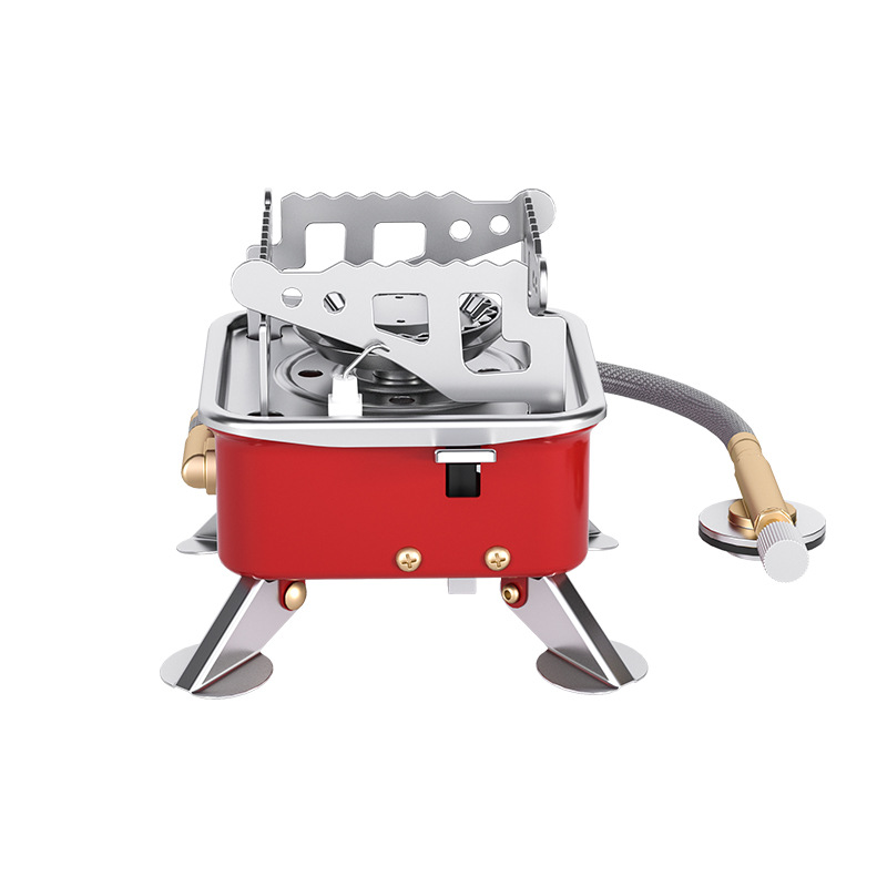 Estufa cuadrada pequeña para acampar al aire libre, cocinar, hervir agua, estufa de cassette plegable, estufa cuadrada pequeña, esencial para acampar.