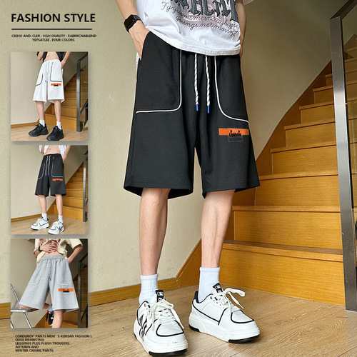 Summer Men's Casual Five-Finger Shorts Striped Shorts