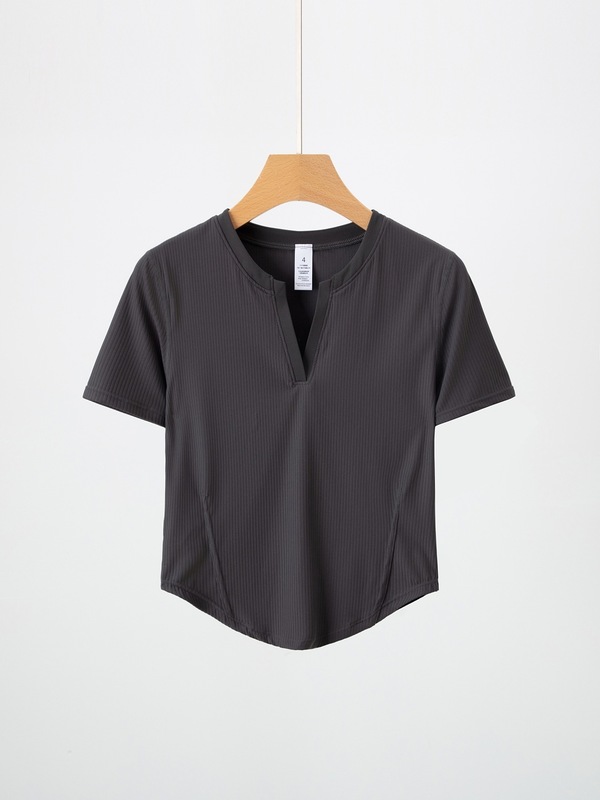 新型ヘンリー半袖女性vネック裸感羅ヨガ服修身運動tシャツショートタイプが痩せています。|undefined
