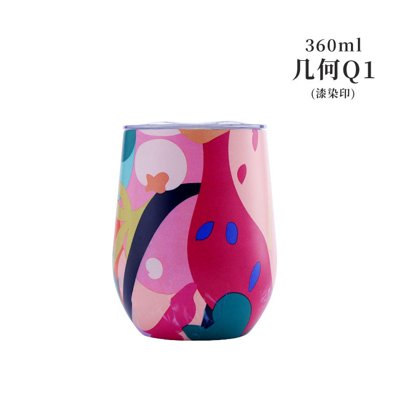 FUENTE fabricante cáscara de huevo Taza de pintura de impresión versión completa doble 304 taza de cerveza de acero inoxidable en forma de U vino aislado copa de vino