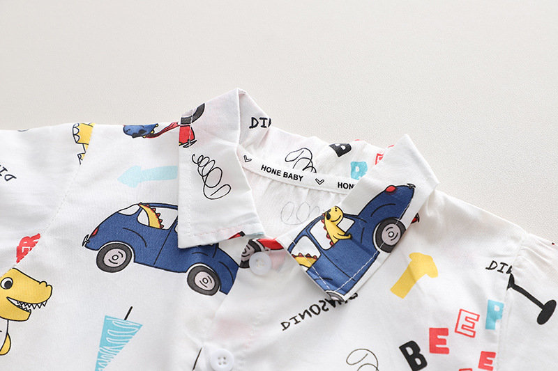 Cute Cartoon Stripe Car Cotton Boys Clothing Sets display picture 4