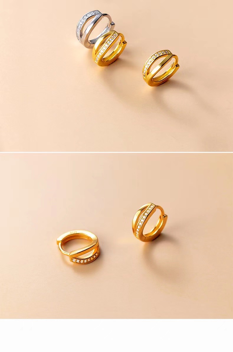 Rhinestones Inlay Material Hoop Earrings Classification 1 Pair Quantity Daily Occasion Copper Material Electroplated Golden Plated U Shape Copper Simple Style Inlay Hoop Earrings