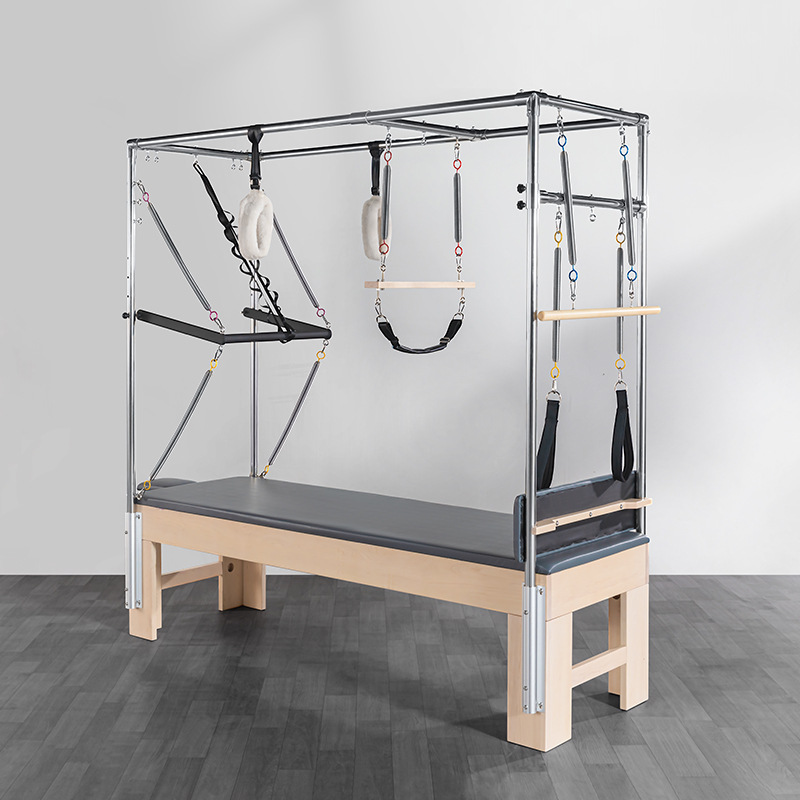 Estudio de yoga traje de cinco piezas equipo de pilates, barril de escalera, silla de pedal estable, cama central de pilates de arce Cadillac de roble