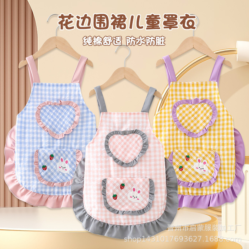 Baby Girl Princess Skirt Cover Summer Dinner Bib Kindergarten Clothing Cotton Waterproof Dirty-proof Baby Children's Apron