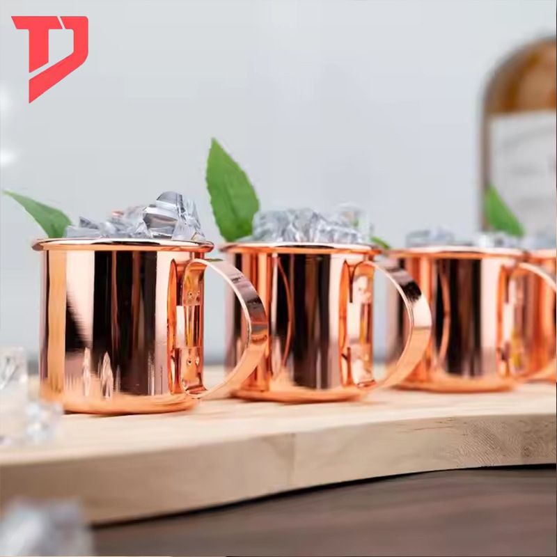 Taza de cerveza de acero inoxidable Chapado en cobre Taza de café simple europea y americana Taza de leche resistente a caídas de material grueso Taza de leche Taza de venta al por mayor