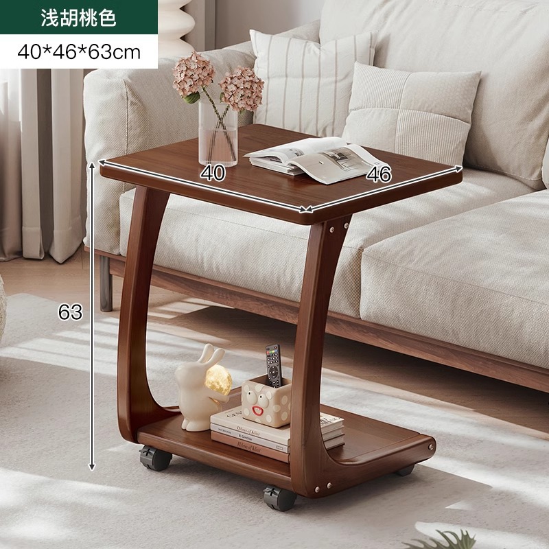Mesa de cabecera de madera sólida dormitorio doméstico pequeño estante de cama ultra estrecho creativo de hendidura móvil gabinete pequeño carro