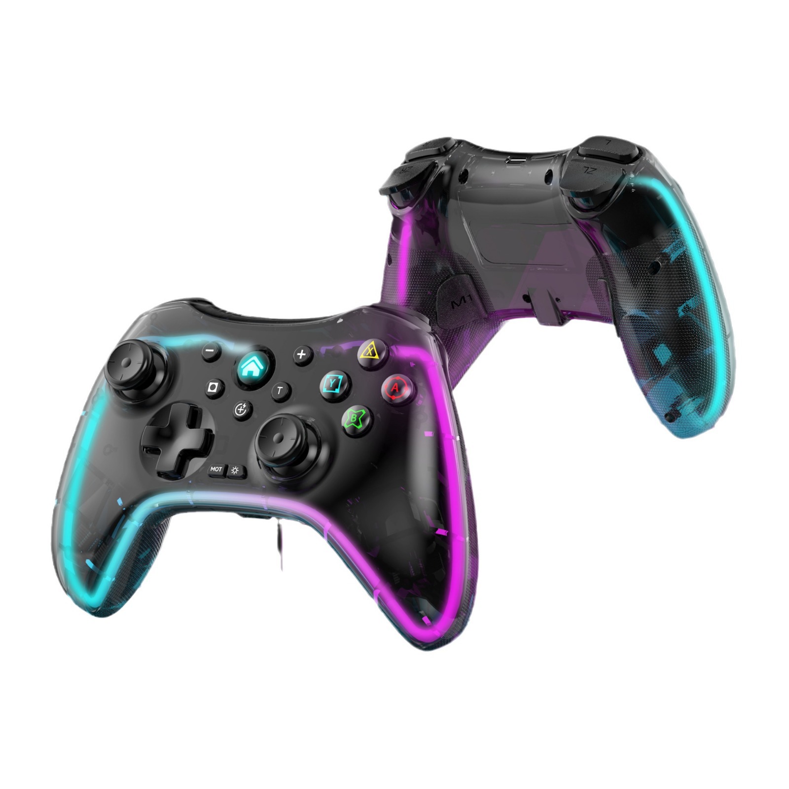 Transparente RGB deslumbrante juego inalámbrico Bluetooth manija del interruptor para PC Android IOS Tesla BYD