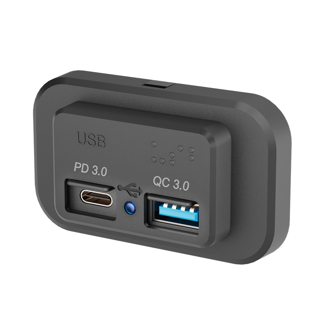 方形车充汽车前后座车载手机充电器带灯光快充TPYE-C房车改装车充