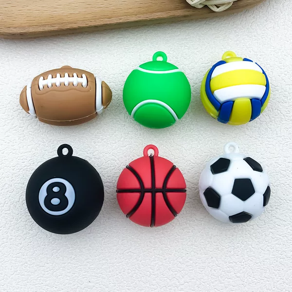Cross-Border DIY Football Blue Keychain Pendant Pvc Soft Rubber Trendy Toy Doll Bag Accessories Phone Chain Accessories