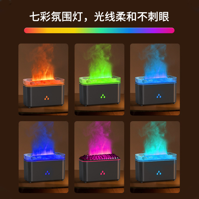 25 新しいクロスボーダーシミュレーション炎アロマセラピーマシン家庭用空気加湿カラフルな雰囲気ライトデスクトップ火山ディフューザー|undefined