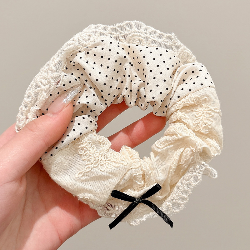 Pastoral viento intestino anillo de cabello mujer 2025 nuevo estilo de alta sensación bola de cabello cuerda de cabeza flor dulce princesa adornos de cabello cuerda