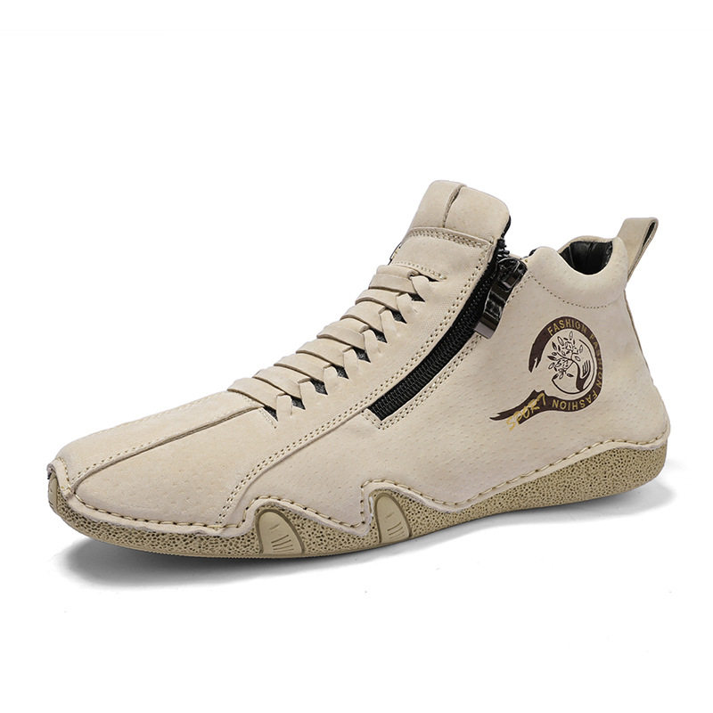 Giày bốt Martin nam cổ trung thoáng khí, giày công sở cổ cao vải bố ngoài trời — 23212 màu cát, 23212 màu xanh lam, 23212 màu xám