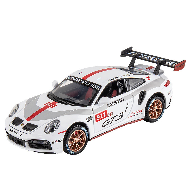 Jianyuan aleación coche modelo 1:32 Porsche 911GT3RS coche de carreras Tire hacia atrás sonido y luz niños juguete coche modelo adornos