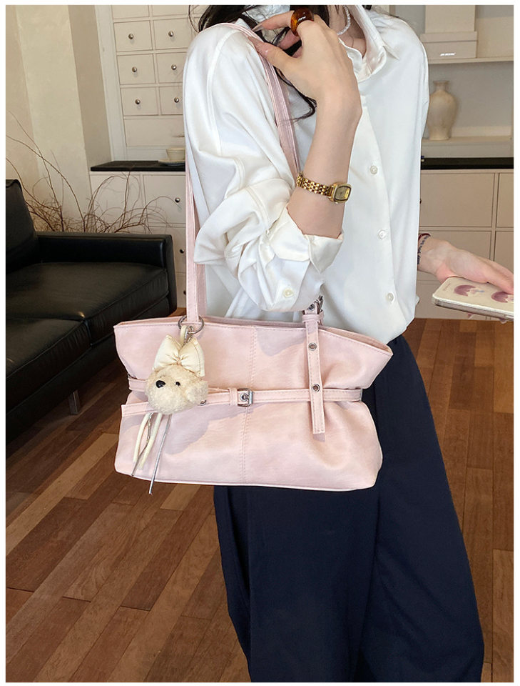 Túi nách nữ dáng hộp ngang phong cách đường phố, túi tote đeo vai đơn giản dung lượng lớn — Bạc không có mặt dây chuyền, Gạo trắng không có mặt dây chuyền, Màu cà phê Không có mặt dây chuyền, Màu hồng không có mặt dây chuyền chi tiết 33