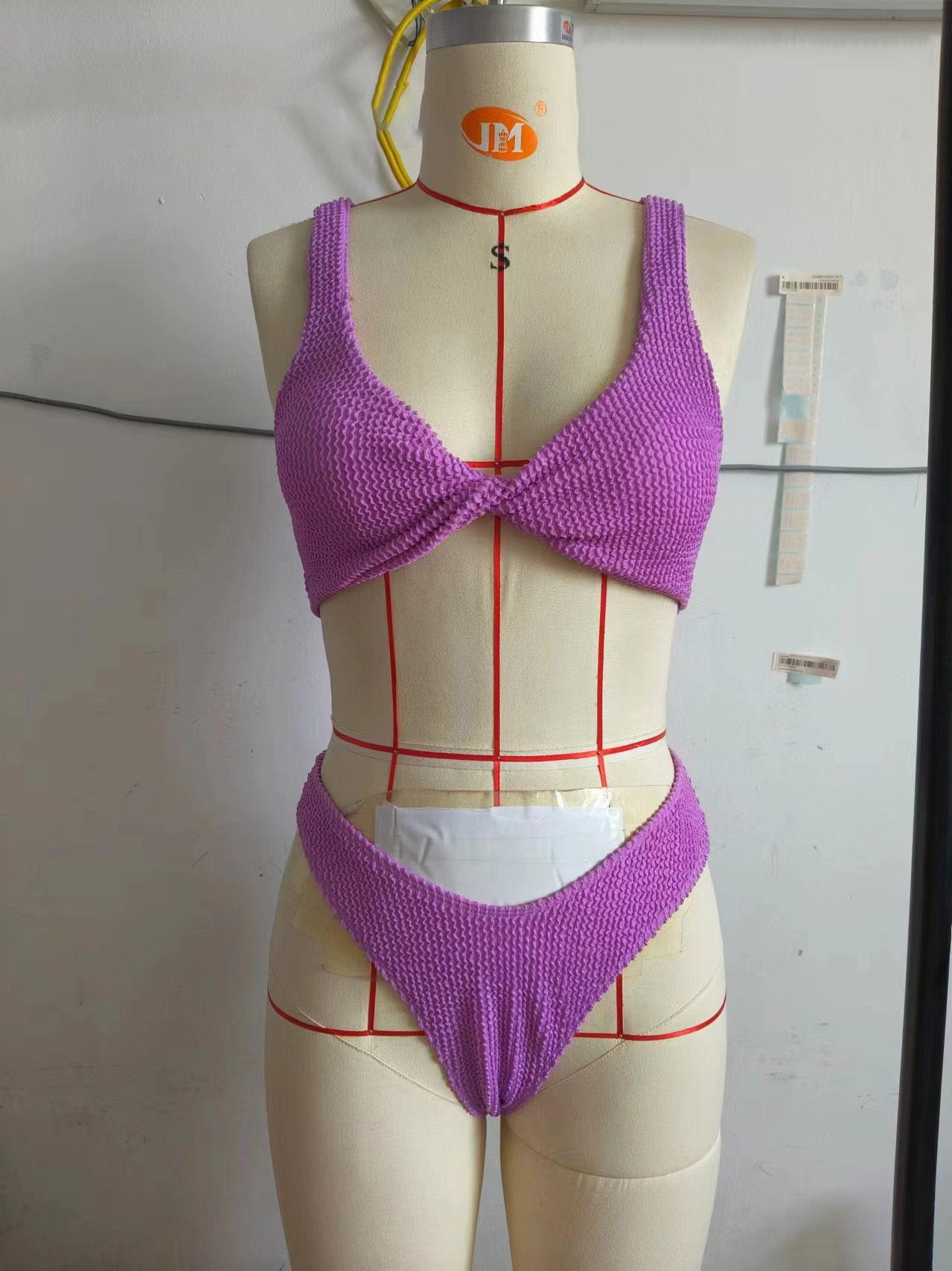 Bikini set dam hög midja med halterneck triangel överdel_voghion.com